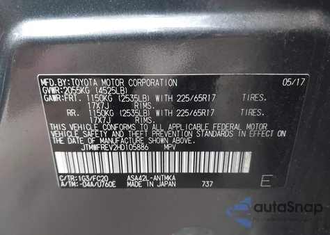 2017 Toyota Rav4 Xle from USA, damaged, VIN JTMWFREV2HD105886